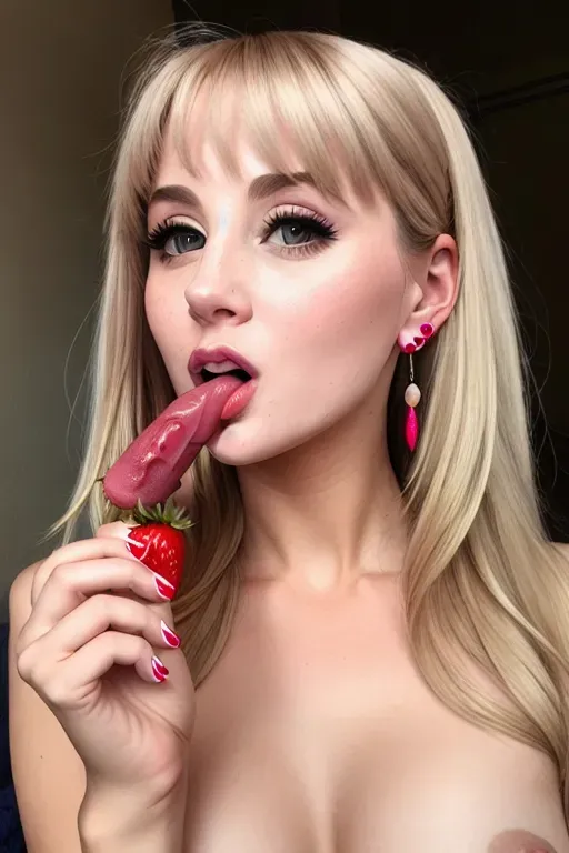 Luna Lovegood, realistic, licking penis, naked, strawberry earrings, five fingers each hand