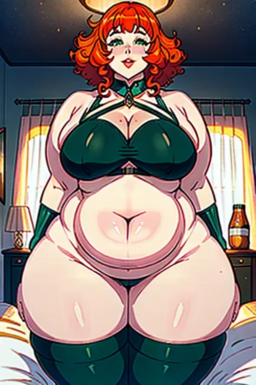 a photo shot of, an ssbbw girl, american girl, beer belly, mom bod, fat gut, huge gut, huge stomach, giant beer belly, blushing, stuffed belly, chubby cheeks, indoor, laying in bed, legs spread, laying on back, thick neck, bombshell, fattest girl, huge breasts,, large belly, huge belly, fat belly, fat rolls, giant belly, double chin, chubby, huge thighs, fat thighs, giant thighs, massive thighs, thicc thighs, muffintop, huge muffintop, fat muffintop, spare tire, thicc, five fingers per hand, messy hair, orange hair, curly hair, short hair, afro hair, beautiful face, wide hips, weight gain, feederism, fatty, freckles, beautiful lips, green eyes, pale skin, cosy, smooth, pixiv, highly detailed, surreal, sharp focus, full body, beautiful pussy, fat pussy, fat arms, huge arms, extra large hips, extra large waist, wearing knights armor, wearing plate armor, wearing metal armor