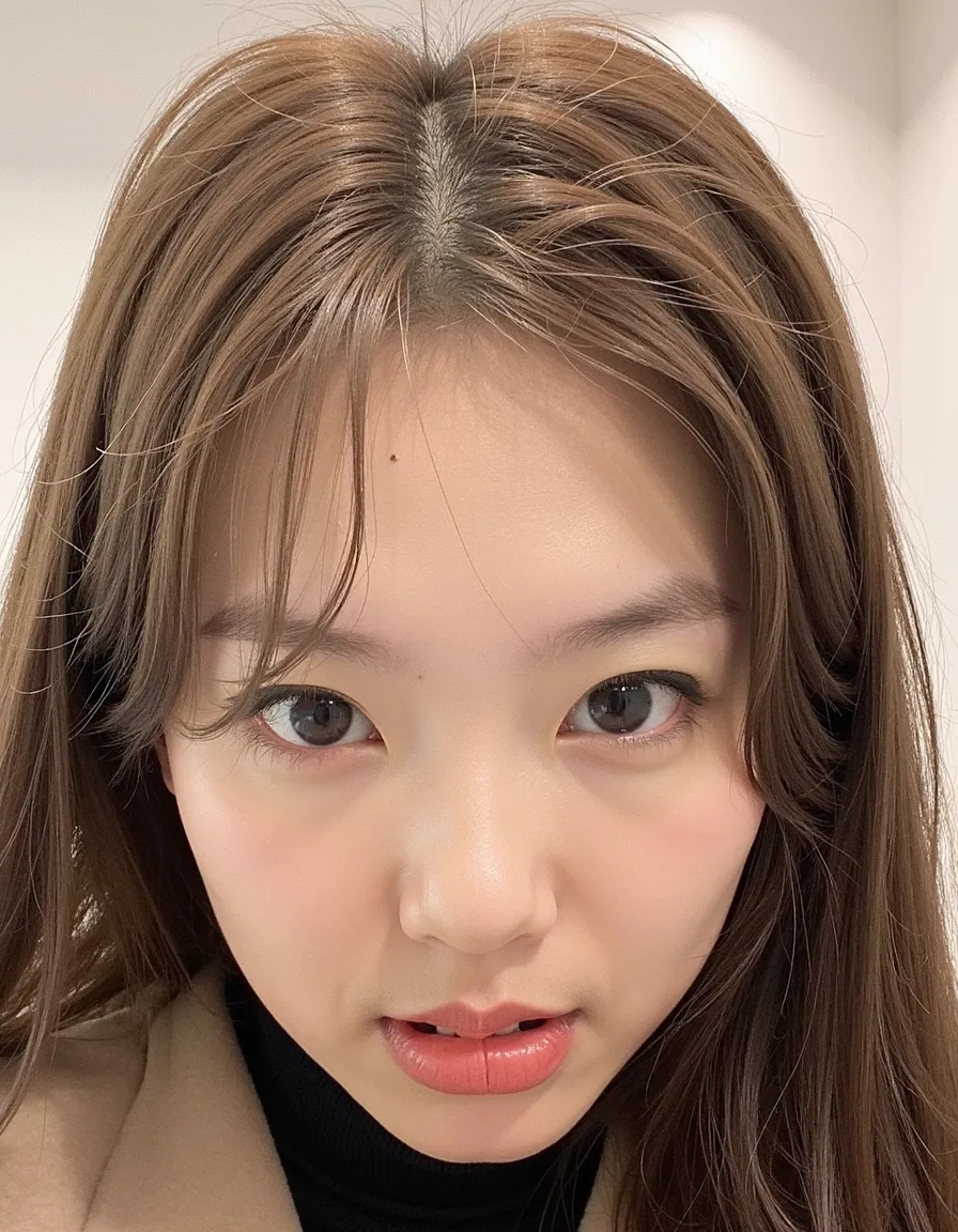 The beautiful Korean girl was rolling her eyes, protruding her tongue