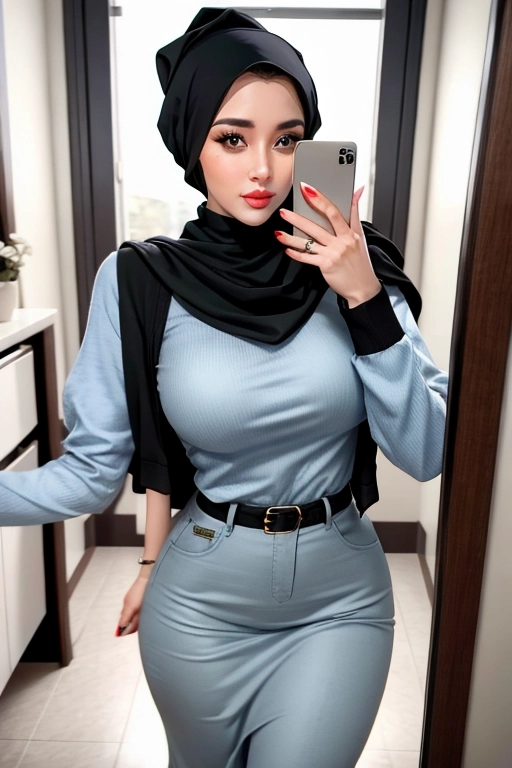 Instagram selfie of an attractive young woman modestly dressed