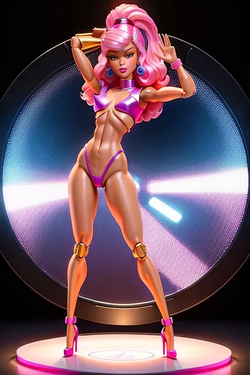 Zendaya , ((as a Barbie action figure)), small breasts,(nude), made of plastic