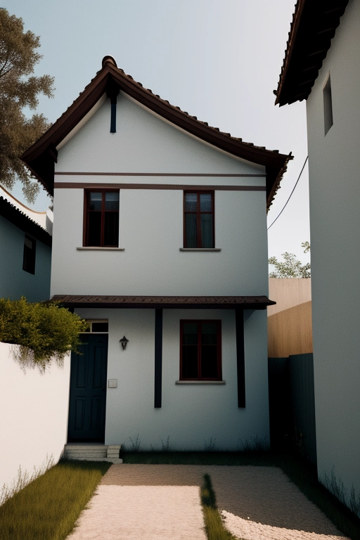 notpainted house, with obscure walls, sad people outside