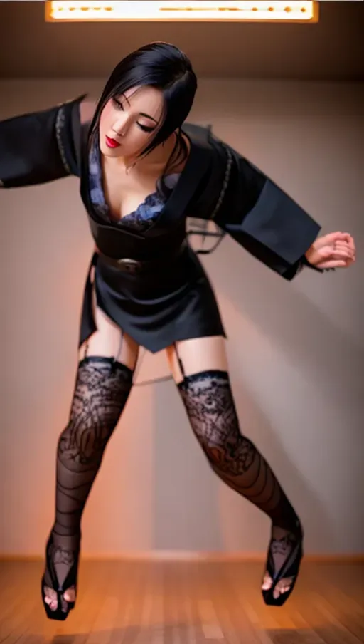 1girl, half body , detailed face, beautiful::5, gorgeous::5, attractive::5, pretty::5, stunning::5, sexy::5, flawless::5, shapely::5, sensual, dirty::5, fatal, lethal, deadly, hurt::5, bruised::5, feudal japan::5, japanese , seductive, surprised, startled, stunned, attacked, ambushed, assaulted, frightened, terrified, alarmed, scared, spooked, panicked, fearful, terrorised, moody lighting::5, night::5, short hair, dark hair, black hair, parted hair, almond shaped eyes, thin lips, solo , masterpiece, ultra high res, professional, photo referenced::5, soft feminine facial features, 27 years old, slender, slim, lean, lithe, pale skin, stockings, thin stockings, black stockings::5, kimono, dark blue kimono, saliva, saliva dripping, summer, thin clothing, sweat, sweaty skin, shiny skin, purple eyeliner, small breasts::5, head twisted, head turned, bra, blood::5, bleeding::5, pain::5, crimson, feet, foot, dorsal, barefoot, bare feet, toes, toe, head tilt, mouth open, mouth agape, parted lips, leaning, leaning forward, bending, bending forward