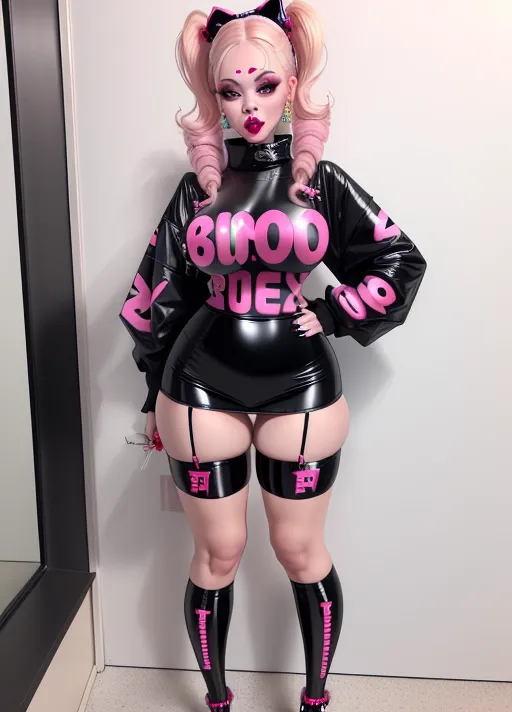 full body image of a, (bimbo fetish), cheap bimbo, ugly, (trashy slut), slutty woman, big bimbo lips, tacky outfit, cheap clothes, cheap makeup, plastic surgery, cheap pornstar,