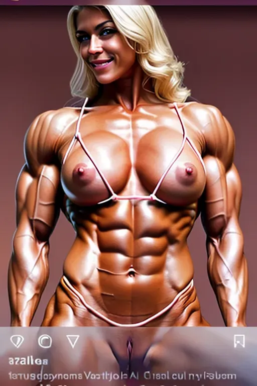 Nude,muscles,lean,skinny, biceps,open vagina, spread vagina, hard nipples, Caucasian, grin, female, girl, beautiful, color