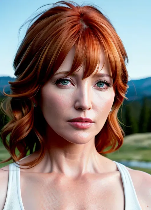 8k, highly detailed photorealistic, extrem close up camera shot, actress Kelly Reilly as in Yellowstone series