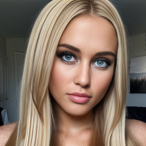 a beautiful Irish young (teenage) girl with long blonde hair, (largest huge eyes:1.2), realistic, masterpiece, tanned, makeup