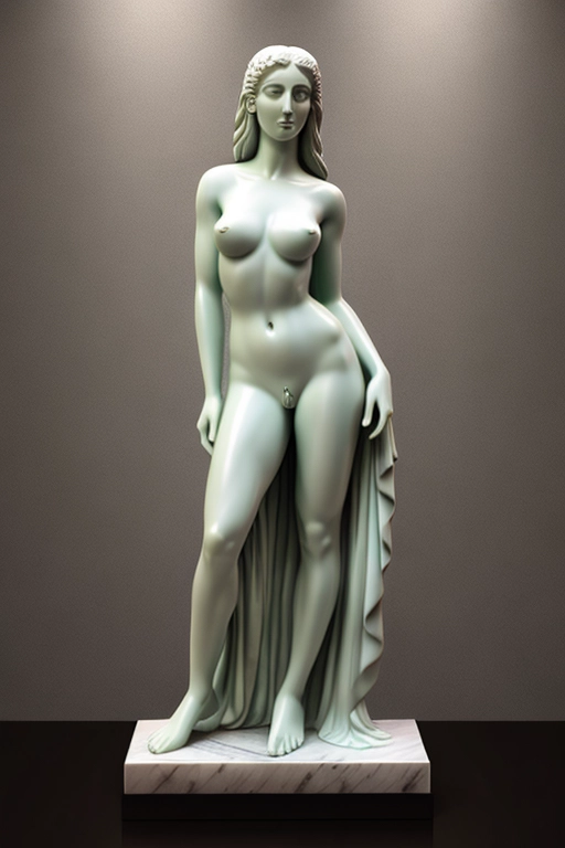 erotic art illustration rendered as a marble statue of an ancient sex slave