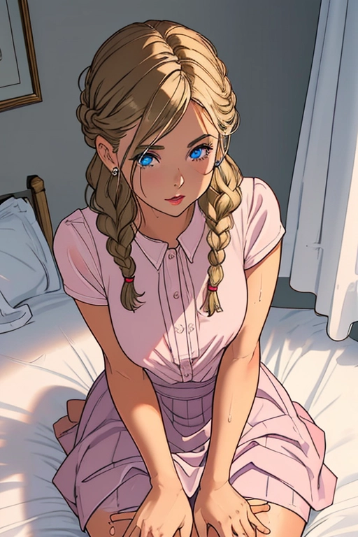 My best friend is a cute Christian lady, offspring of a pastor, wife of a deacon, sexy, submissive, dark blonde hair, haire is braided, dark eybrows, sweet blue eyes, concave nose, soft cheeks, full lips, small chin, slim figure, small breasts, thin waist, curvy hips, thicc ass, full thighs, thigh gap, wearing a pink blouse, long modest skirt, skirt pulled up, naked, nipples poking her blouse, wet aroused clit, aroused vagina, throbbing brown anus, crawling on my bedroom floor, presenting me her ass, showing off her ass, just beside the bed, begging, needing my cock, wanting to bear my seed, ((high definition)), ((4k quality)), ((excellent lighting)), ((great shading)), ((pristine detail)), ((really clear picture)), ((beautiful vibrant colors)), ((accurate at lower prompt guidence)), ((ultra realistic)), (((five fingers per hand))), (((two arms per person))), (((two legs per person))), (((two hands per person))), (((two feet per person))), ((((100 percent according to prompt))))