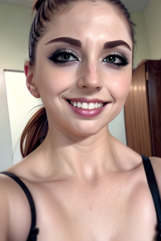 <lora:PN7xrGpnVMg_Caitlin:0.95>, (emo_slut:1.2), (magazine photoshoot), (female, soft features), (plump, small breasts), glistening skin, fair skin, pale skin, (detailed skin texture, goosebumps), (((auburn hair, ponytail hair))), (((emo outfit))), (((ruined makeup, runny makeup, corpse makeup))),
(((closeup of her face:1.2))), (((seductive smile, perfect teeth, raised eyebrow))),
(best quality), <lora:dpmg_add_detail:0.5>, beautiful,(high resolution), (((masterpiece))), (uhd), (8k),