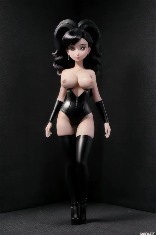 Ultra Realistic black and white illustration of the beautiful Danni Minogue as a dominatrix from the Spider Garden with ((exposed breasts and bottom)) wearing black leather cupless bustier while mostly naked and carrying a whip, pop art, in the style of Michael Manning, mm-art, beautiful body, perfect body, slinky, dramatic, add silk to clothing, topless, nudity, NSFW, erotic, sexy, cinematic lighting, ((topless))