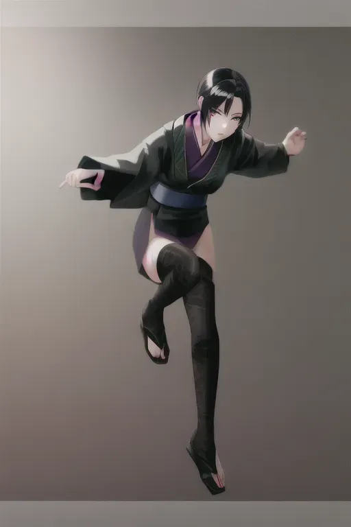 1girl , full body, beautiful::5, gorgeous::5 , breath taking, deadly, feudal japan , edo period , night , japanese , highres , short hair, dark hair, black hair, green eyes , almond shaped eyes, thin lips, solo, ((masterpiece)),photo referenced::5, pale skin, tenchu, kunoichi, professional, ultra high res, kuugire, stealth, soft feminine facial features, button nose, 27 years old::5, seductive look, arrogant look, sinister look, detailed face::5, shocked expression::5, afraid::5, surprised::5, terrified ::5, detailed eyes, dark blue kimono::5, feet, foot, 5 toes, toe, underwear, panties, black stockings::5, pose, bent, purple eyeliner::5, eyeliner::5, hand, fingers, 5 fingers,