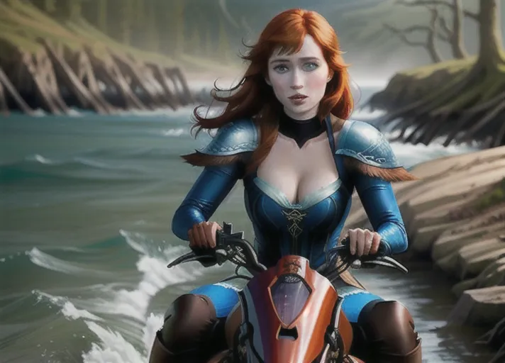beautiful Nordic bright fiery auburn haired blue eyed Queen Anna of Arendelle portrayed by Elizabeth Lail is transformed into an evil succubus Riding Prince Hans of the Southern Isles while devouring his soul.