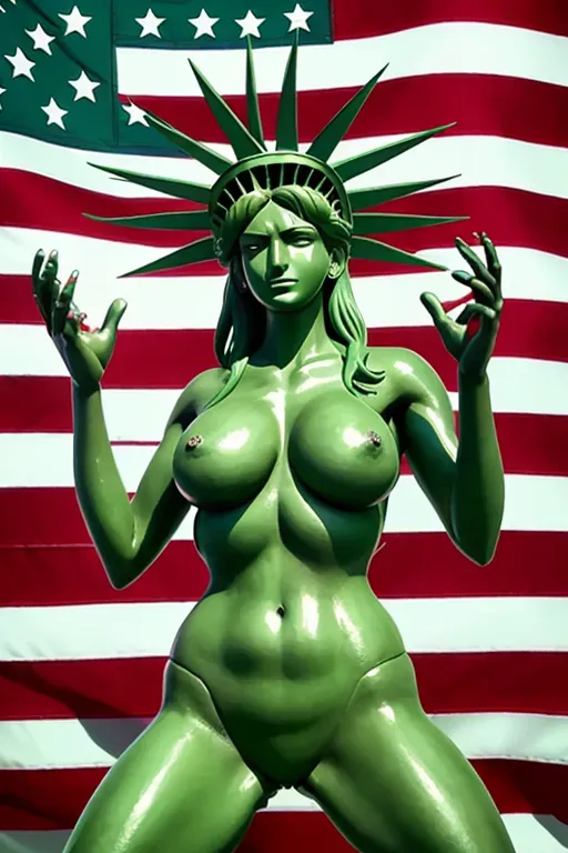 Lady Liberty stepping on a politician, American flag bikini, One Piece anime art style, green skin, erotic,
(((five fingers per hand))),two arms, two legs,erotic,(pixiv),best quality,masterpiece,(professional lighting),realistic abs