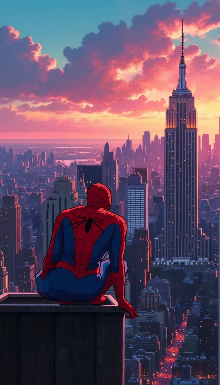 Vector art, uhd, 8k, 4k, epic, dramatic, marvel, spiderman, 4k quality, (Perfect hand:1.4), (masterpiece), (superhero), detailed, ghiblistyle, Perfect hand
Rendered in a style redolent of Impressionism, the painting utilizes a vibrant.
(Spiderman) crouched on the roof of the empire state building overlooking the new york city skyline. Facing away from viewer. From behind