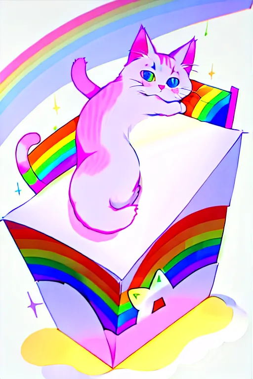 A cat shaped like pop tart, puking out rainbow colors