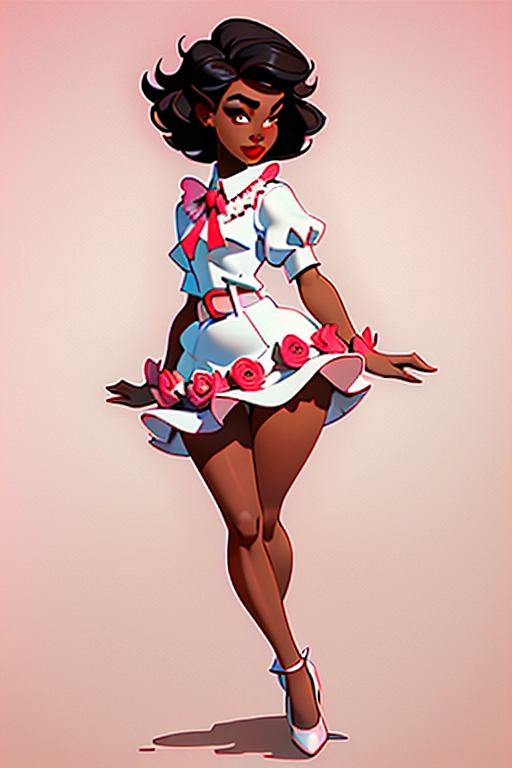 Full body, Very beautiful, christian, traditional, conservative, houswife, woman, cute, sexy eyes, seducing me, black female, dark ebony skin, African-American, short straight dark hair, dark eyebrows, brown eyes, cute concave nose, wide nostrils, soft cheeks, full lips, red lipstick, strong narrow chin, wearing rolled up pink frilly floral dress, white sweater, belt, white stockings, flashing me her naked butt, thin figure, cute breasts, thin body, round butt, aroused clit, aroused pussy, thick pubic hair, bush, submitting, flashing her butt and pussy at me, spreading her ass, pussy aroused, sexy brown throbbing anus, on the bed, prepping for vaginal penitration, my bedroom, ((high definition)), ((4k quality)), (excellent lighting), (great shading), pristine detail, (very clear picture), ((beautiful vibrant colors)), (accurate at lower prompt guidence), ultra realistic, (((five fingers per hand))), (((two arms))), (((two legs))),
