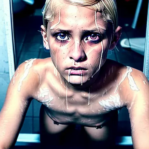 short hair, athletic, blonde, (tears), club toilets, tiny tits, (beautiful), 30yo, high cheekbones, broken lip, clothed, black mascara, (disgusted), (sweating), bruised, one girl, flowing cum, dripping cum, wet hair, sticky hair,
<lora:dpmg_add_detail:1>,
dpmg_face_cum_v1,
mirror selfie, abused