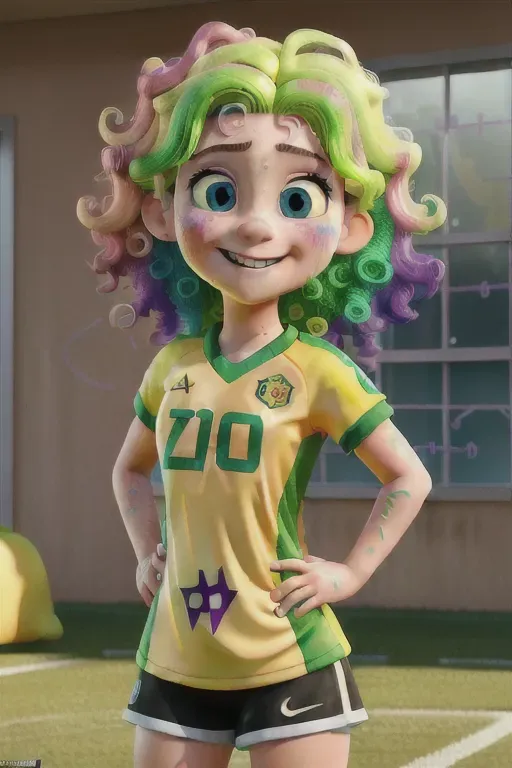 vivid lighting, 2girl, 2 soccer girls fucking, brazil yellow jersey,jersey number 10 and 9, public, exposing shirt, 2 hair color, 2 eye color curly hair, smiling, nsfw, pussy exposing, lesbian, cum in pussy, cum dripping face, (((a lot of cum on face))), dpmg_face_cum_v2