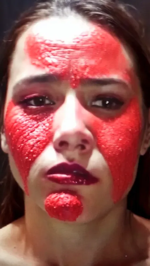 Same face as picture inspiration, Close up face cum, sad,