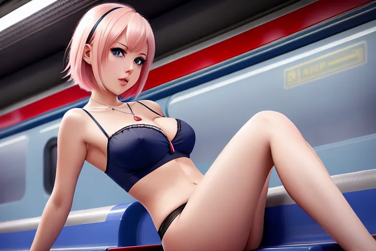 a digital painting of,zero two,wearing camisole,sitting on bent knees,in the london underground,amazing breasts,five fingers per hand,short hair,gorgeous face,beautiful lips,blue eyes,curved eyebrows,curved eyelid,smooth skin,erotic,wearing necklace,sharp focus,professional,cgsociety,pixiv,smooth