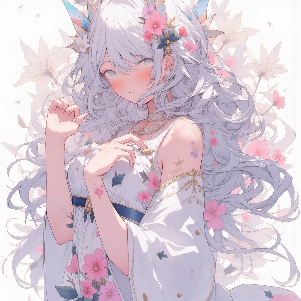 Abstract watercolor anime art of a magical girl surrounded by flowers, 8k, stunning intricate details, by artgerm