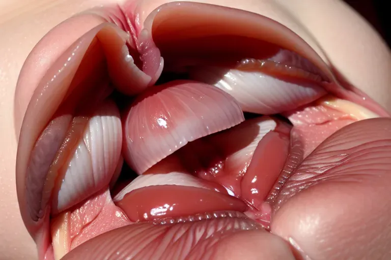 Close up view to the pussy showing the insides