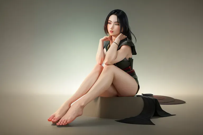 1girl , full body , feudal japan , edo period , night , japanese , highres , short hair, dark hair, black hair, green eyes , almond shaped eyes , thin lips , parted lips, solo, ((masterpiece)),photo referenced::5, pale skin, tenchu, kunoichi, professional, ultra high res, kuugire, stealth, soft feminine facial features, button nose, 25 years old, bare legs , uncovered legs, skin visible, seductive look, arrogant look, sinister look, detailed face, detailed eyes, dark kimono, foot, feet, toes, toe,