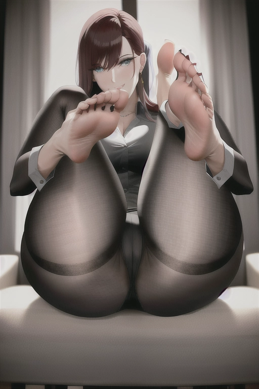 Woman showing the soles of her feet to the camera.