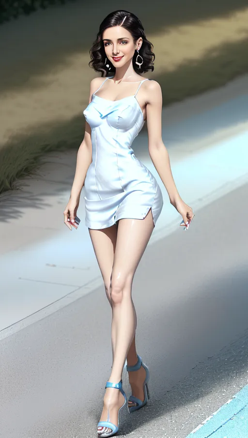 8k
cinematic
high definition
skinny young woman
(slim hips)
aged up
(cute accurate face)
short wavy brunette hair
shy
smiling
(small breasts: 1.4)
(skin tight white and light blue cotton minidress:1.4)
(white silk stockings)
(white high heel stiletto sandals: 1.4)
(accurate hands:1.3)
(french manicure)
(expensive ladies wristwatch)
(small white clutch purse)
(chrome earrings)
(lipstick)
(standing on sidewalk with grass either side)
(full body shot:1.2)
(full length frame:1.2)
(photorealism)