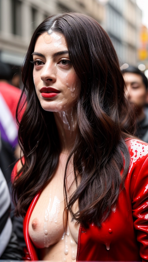 (skinny Anne Hathaway:1.12),
(accurate face, photorealistic face,perfect face,detailed face:1.12),
(on crowded street :1.2),(crowd:1.5),
(wearing red elegant shirt:1.3),
<lora:dpmg_shirt_pull:1>
dpmg_face_cum_v1, (covered in cum, facial, bukkake,cum on face, cum on clothes:1.45),
uncensored,
Photograph,
masterpiece,
HDR, UHD, 64K,
Highly detailed,
Studio lighting,
Perfect lighting,
Professional,
Unreal engine,
Vivid Colors,
realistic,
photorealistic,
sharp image
