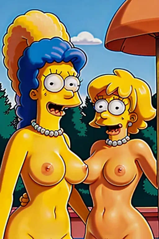 The Simpsons, women, naked, womens,lesbian, detailed face