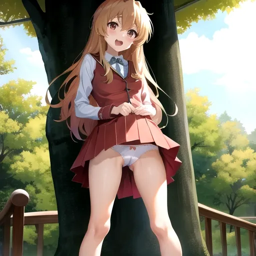 Aisaka Taiga, Toradora, loli, small breasts, standing, upskirt, white panties, cameltoe