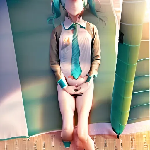 Hatsune Miku, ((massive ass)), shiny, naked, nude, anus, butt, ass focus, beach, beach towel, laying on belly, beach umbrella,
ocean view, ocean