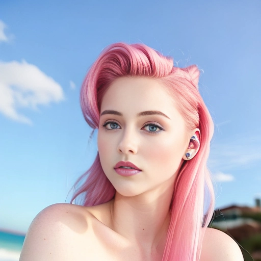 20 years old, pink hair, blue eyes, blowjob,