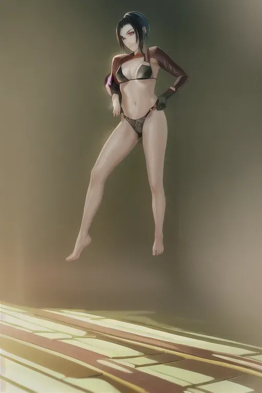 1girl , feudal japan , edo period , night , japanese , highres , short hair, dark hair, black hair, green eyes , almond shaped eyes , thin lips , parted lips, solo, ((masterpiece)),photo referenced::5, pale skin, tenchu, kunoichi, professional, ultra high res, kuugire, stealth, soft feminine facial features, button nose, 25 years old, seductive look, arrogant look, sinister look, detailed face, detailed eyes, dark kimono, feet, foot, toes, toe, underwear, panties,