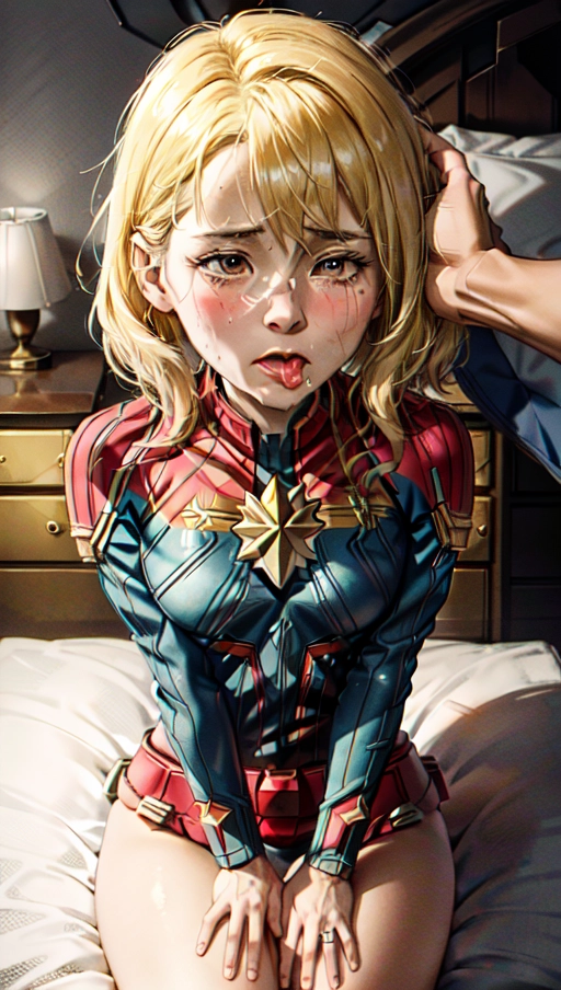 (((actress Brie Larson))), an pornographic portrait of, Brie Larson, ((as a Her character caption marvel)), ((most accurate photo of Brie Larson face)),
(Hypnotized), (photo realistic:1.37), (modern artwork), 1female, (perky tits, fit, athletic), glistening skin, pale skin, ((extremely messy hair in a bob cut
)), ((shocked confused expression on face)), (dark lighting), (((wearing a torn up captain marvel suit ))), perfect tits, legs spread wide, showing pussy, tits out, arched back, ((looking right at the camera)), getting her hair pulled, (((showing her face to viewer))), ( crying tears, sobbing), ((half way undressed, exposing breasts)), (((on her back))), ((<lora:headpat:1>)), ((worst day of her life)), ((blushing)), (being black mailed), pulling her own top down to show the viewer her tits, (((grabbing the viewers arm))), cold nose, ((back pressed into bed)), ((holding mouth wide open for the viewer)), (((a man reaching out and grabbing her by the throat))), dpmg_pov_blowjob_v1, <lora:dpmg_licking:1>,
(((covered in cum))), ((dress ripped and torn)), messy hair, ((cum dripping out of her mouth)), (cum slut), cloths pulled off,
((best quality)), <lora:dpmg_add_detail:0.5>, beautiful,(high resolution), (((masterpiece))), (uhd), (8k), ((sharp focus)), <lora:plVOer6ObyM_epiCRealismHelper:1>