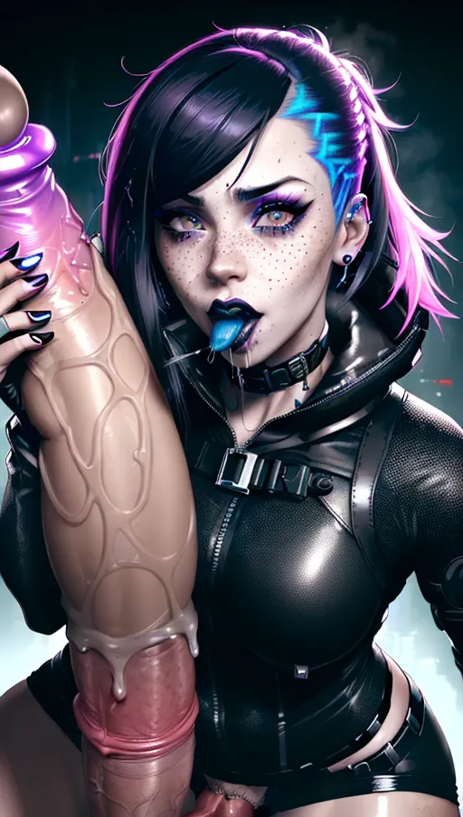 (((replicate inspiration face))), freckles,a cyberpunk girl, wearing slutty clothes, black lipstick, textured skin,
holding a giant cock, monster cock, ((massive wide cock)), aroused, o face, orgasm, orgasm face, drool, spit, saliva, oral, blowjob, lips around penis, throat bulge, face fuck,