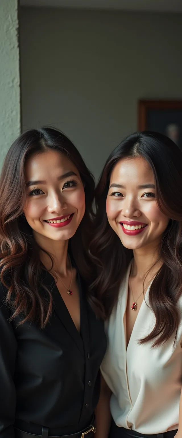 High contrast Professional photograph of Two women, first woman is Portuguese, second woman is Korean