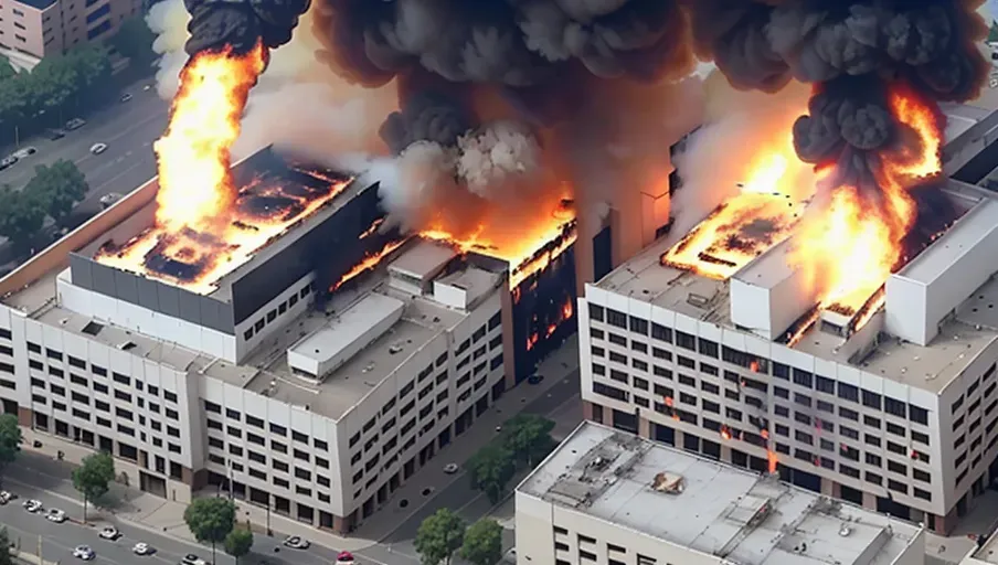 Top view of UAP, U.A.P. (On fire)