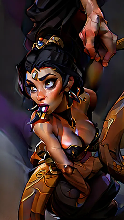 Masterpiece, best quality, 8k resolution, Princess jasmine from Aladdin is carried and fucked by massive snake monsters with giant cocks, arabian palace full of snakes, golden slave collar, slutty blue and gold latex dancer outfit, chained and leashed, massive tits, big ass, perfect face, detailed facial features, perfect teeth, supermodel, black hair, humanoid snake monsters with black and orange snakeskin fuck princess jasmine from Aladdin, golden lipstick, <lora:bukkake:1> ,dpmg_face_cum_v1, tiara, hearts ,<lora:dpmg_snake_coiling:.6>, dpmg_side_deepthroat_v1, dpmg_threesome_v1, pregnant, all males are humanoid snake monsters with black and orange snakeskin, <lora:dpmg_blowbang:.6>, <lora:dpmg_imminent_fuck:.4>, <lora:pet_shaming:1>,<lora:strading_pov:.7>,