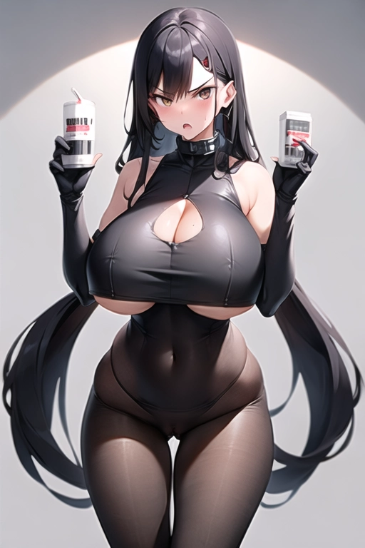 1girl, adult woman, long dark hair, hot, sexy, (((big boobs))), (((round hips))), (((factory milk factory))), beautiful, perfect image, good art, angry reaction, skinny, cleavage, naked, nsfw, pussy