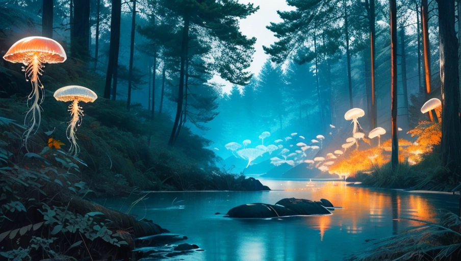 <lora:dpmg_jellyfish_forest:1>