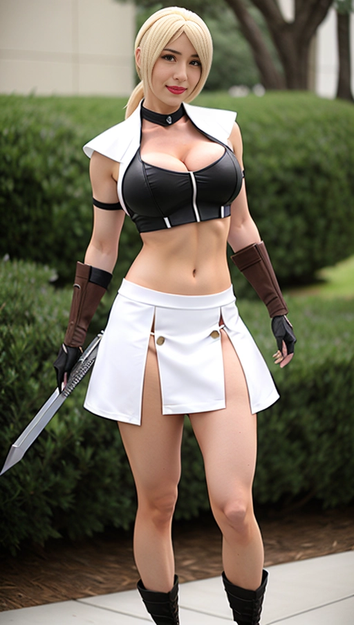 Tiffa lockheart cosplay (final fantasy),white crop top, black miniskirt