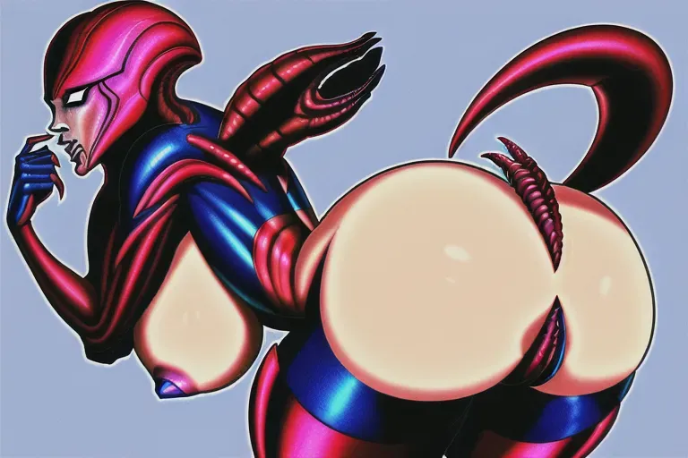 jay marvel style female xenomorph with a big ass