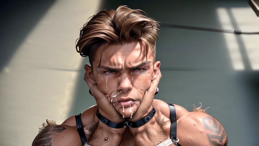 masterpiece, photorealistic, ((Romeo Beckham suspended by ropes around his thighs and shoulders in a seated position in the air, being choked by male hands around his throat while fucked from the front in his perfect wide open exposed asshole: 1.3)), (losing consciousness: 1.6), textured skin, <lora:pov asphyxiation:1> (((pov_strangling))), cock in asshole, romeos perfect male cock leaking cum, Romeos perfect highly detailed face, looking at viewer, arms restrained, homoerotic, bdsm, hardcore gay anal porn, (hands strangling his throat:1.7), no air, cant breathe, drooling, mouth half open, scared, ((tears)), cum, perfect male tennis player legs (hairy), exposed asshole (cock penetrating asshole)