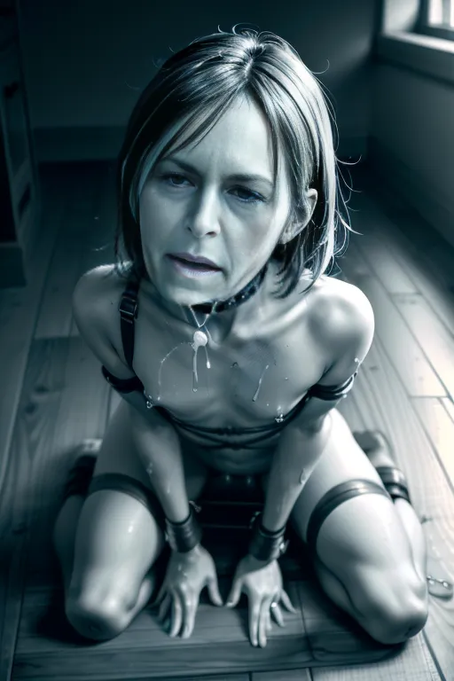 looks like Mimi Yazawa, (bruises, crying, slave, bondage:1.3),
(best quality:1.4), ((masterpiece)), ((realistic)), (detailed), photorealistic, ultra detailed, Perfect body, Perfect face, 30mm, f-1.4, (small breasts:1.5), (breasts exposed), exhausted, sweating,
(((male pov, deepthroat, choking, kneeling, oral sex, sex))), big cock, (long cock), slimy cock,
<lora:dpmg_add_detail:0.5>, (best quality),
beautiful, (((masterpiece))),(high resolution), (uhd), (8k)