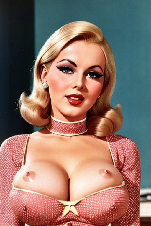 1960s vintage photo, blonde housewife, beauty, ((((fuck my pussy)))), (nice face:1.4), (outfit:1.5), 8k, UHD, (breasts:1.2), (slut:1), ((cum:1.2)), ((perfect)), stockings