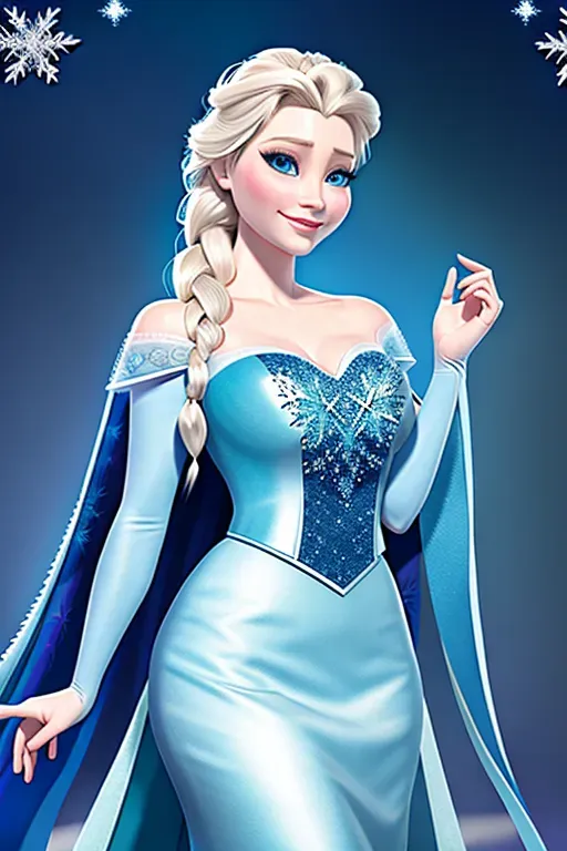 illustrated render, Elsa from Frozen