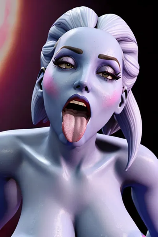liara, asari, blue skin, dpmg_awaitingtongue_v1, massive breasts, happy, dark room